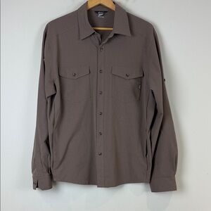 MEC Men's Brown Button-Up Shirt Size Large